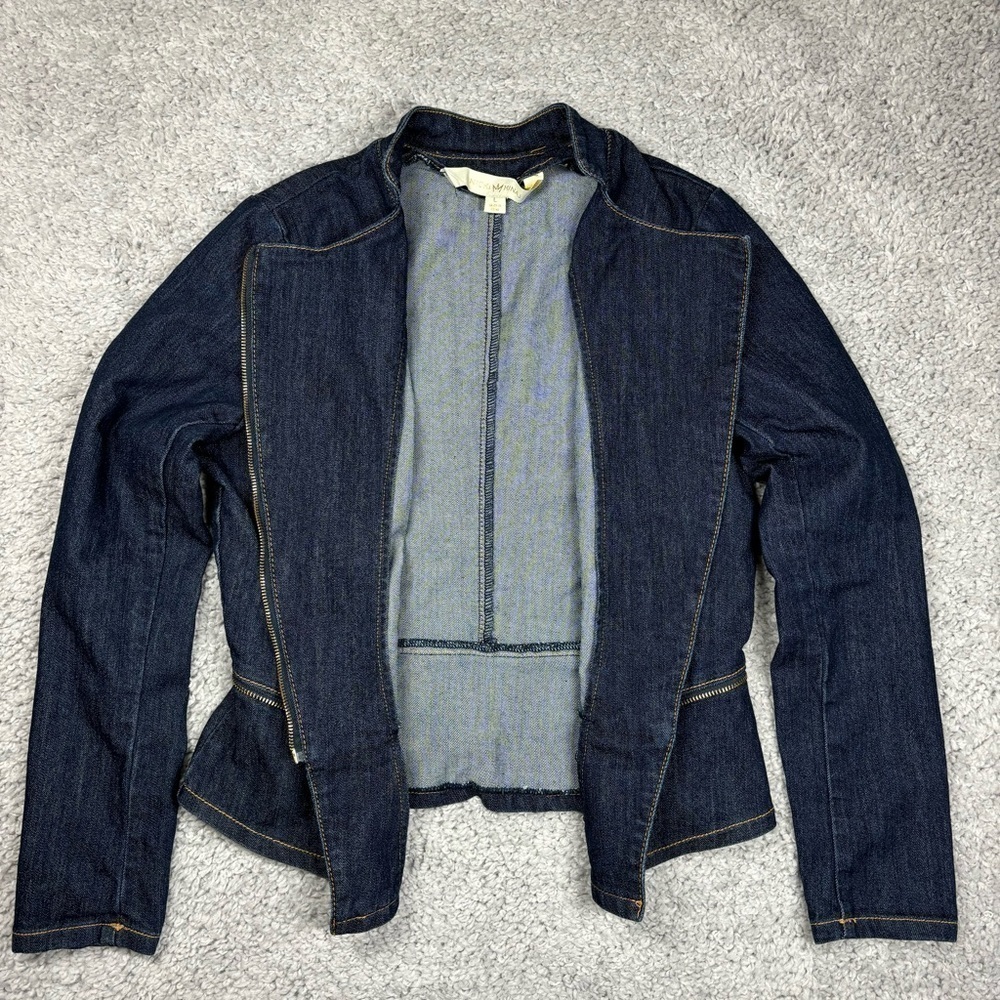 Nicki Minaj Jacket Womens Large Moto Jean Jacket Denim Dark Streetwear Night Out - Picture 3 of 4